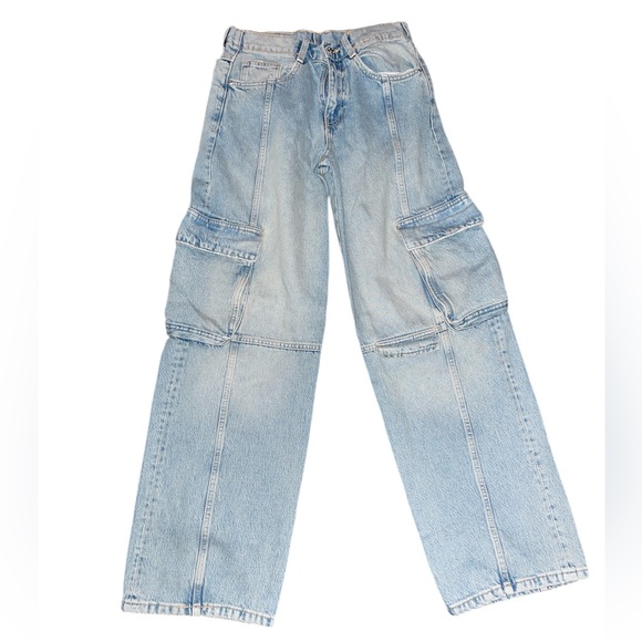 Zara Denim - Zara Light Wash Blue Cargo Jeans